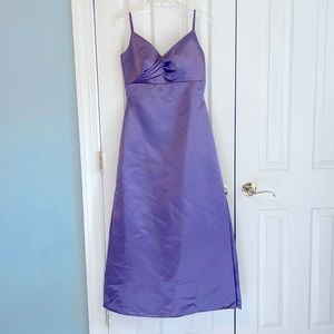 Victorian lilac prom/bridesmaid Satin spaghetti strap gown.